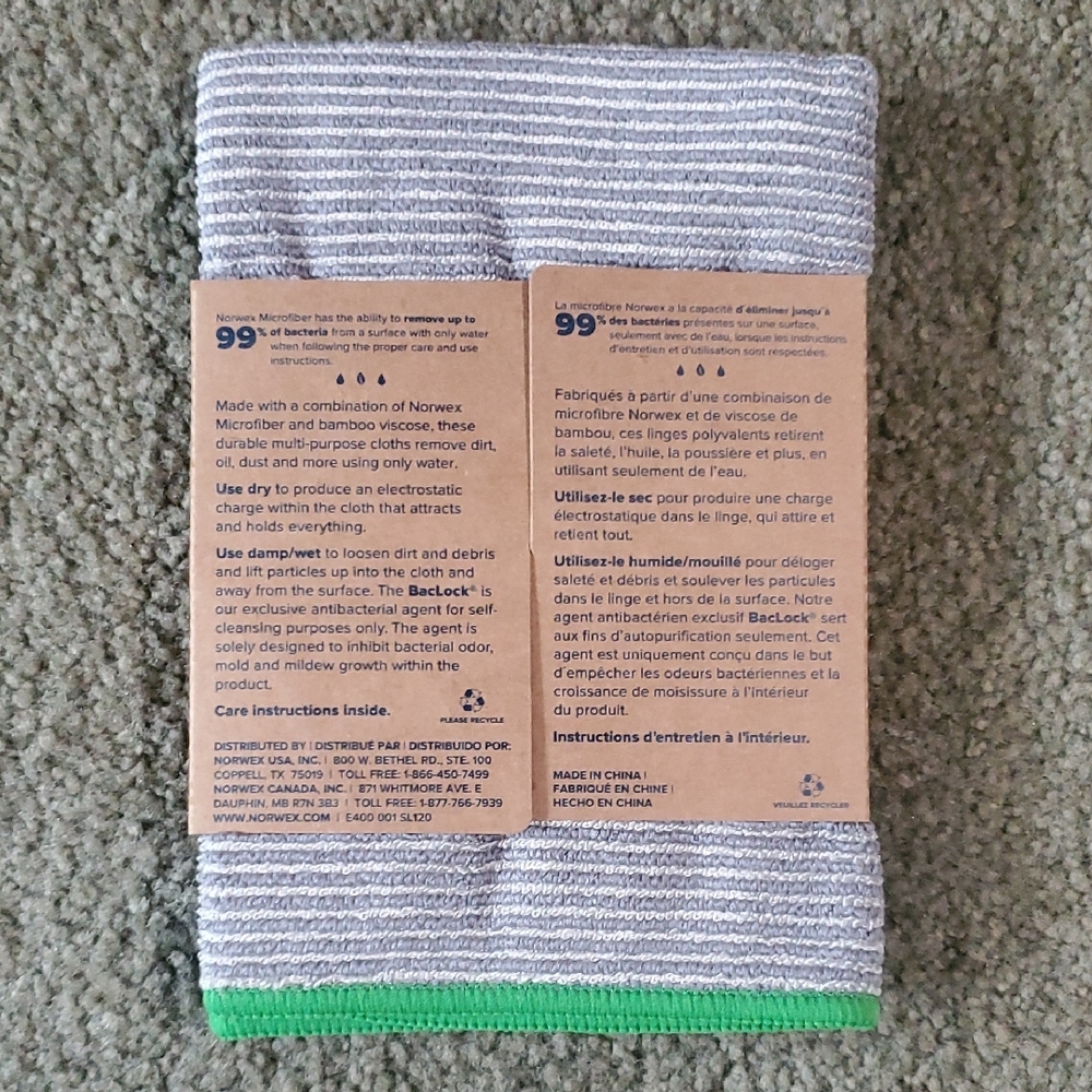 Norwex Cleaning Cloth - Gray with Green Edge - Picture 2 of 2